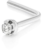 Mia Gioielli - Piercing Diamante - Orecchino Naso Oro 18k (750) Bianco con Brillante 0.01 carati - stile Griffo - Anallergico Donna - F-06932-0B00