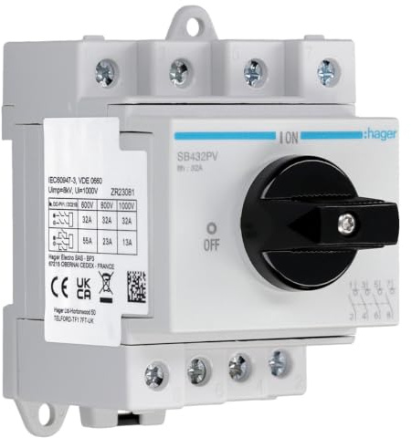 Hager Int. tetrapolar Serie SB, 32A, 1000V, White