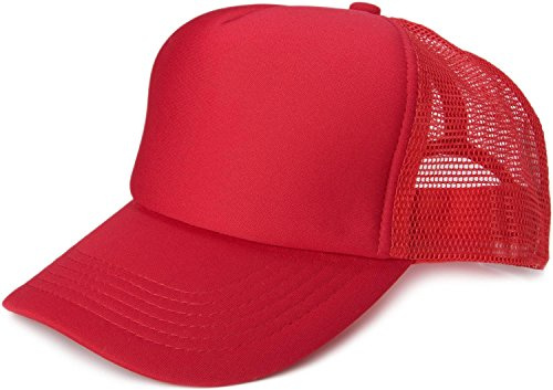 styleBREAKER nätkeps med 5 paneler, truckerkeps, baseballkeps, justerbar, unisex 04023007, röd, En Storlek
