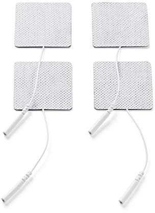 Promed Gewebe-Elektrode 45 x 45 mm, 4 Stück, selbstklebende Tens Elektroden mit 2mm-Stecker-Anschluss für TENS/EMS Geräte, wiederverwendbar