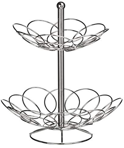 Premiere Housewares 509790 Ellipse Cesto di Frutta, 2 Livelli, Cromo