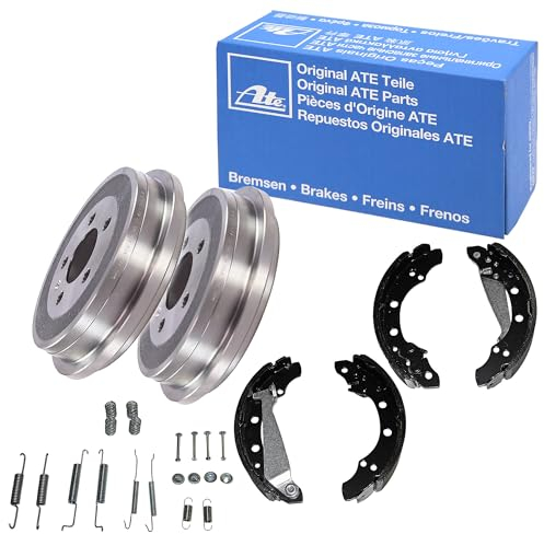 ORIGINAL ATE 2x BREMSTROMMEL BREMSTROMMELN SATZ Ø200 + BREMSBACKENSATZ + ZUBEHÖRSATZ HINTEN kompatibel mit Audi