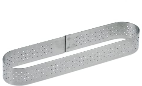 De Buyer - Cercle à tarte oblong VALHORNA en inox perforé - 14,5 x 3,5 cm, hauteur 2 cm, Argent