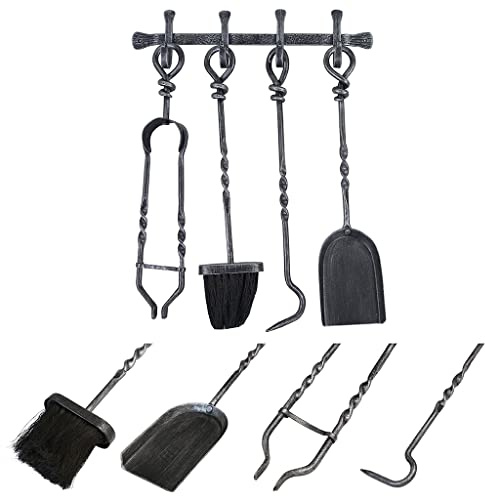 Fireplace Tools 4pc Wall Mounted Fireside Companion Tool Set Hearth Tidy