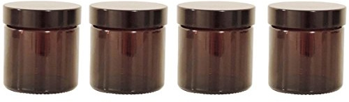 mikken 4 braune Glastiegel 60ml / Salbentiegel/Cremetiegel Braunglas inkl. Beschriftungsetiketten Glasdosen, Glas, 5.1 x 5.1 x 5.3 cm, 4-Einheiten