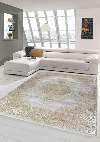 Teppich-Traum Hochwertiger Orientteppich mit klassischen Ornamenten in Beige Größe 80x150 cm