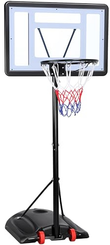 Yaheetech Canestro Basket Altezza Regolabile 219 cm - 279 cm Esterno Interno Camera Portatile con Colonna Tabellone Canestro