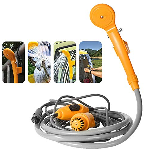 Vilone - Herramienta portátil para lavar la ducha de coche (12 V) – bombea agua desde el cubo hasta el suelo y la ducha suave para camping, viajes