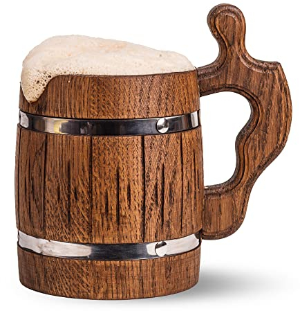 20 oz Tears of My Players Mug for Fans of the DnD Gifts for Men 600ml Brown - Wooden Beer Mug - Gift for DnD Fans Lovers - Christmas Birthday Gifts For Him Etno Motif Wood Viking Tankard