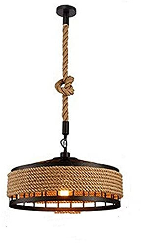 Lampadario a sospensione in ferro retrò, 40 cm, lampada a sospensione per sala da pranzo, camera da letto, lampadario a sospensione in corda di canapa, E27 retrò regolabile