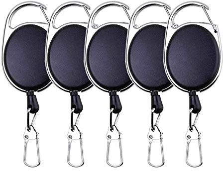 HiBD Fishing Zinger Retraktor 5 Stück mit 360-Grad-Drehschnalle zum Angeln Klettern Wandern Outdoor-Sport