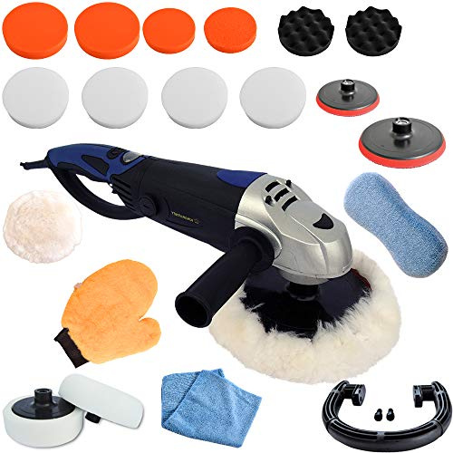 Duke-Handel Auto Poliermaschine 1600 W Set mit digitalem Display & 180° Drehgriff – Inkl. 24-tlg. Zubehör-Set & Polierschwämme (Set 2)
