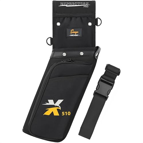 SUNYA X510 Field & Competition Hip Arrow Quiver | 3-Slot Noise-Free Archery Quiver with Sturdy Storage System (42x18cm) (Black, Left)