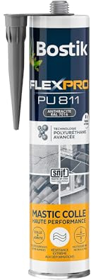 Bostik Mastic Colle Flexpro PU811 – Colle et Jointe Tous Matériaux – Multi-Usages – Intérieur/Extérieur – Formule Polyuréthane Haute Performance – Couleur : Anthracite RAL7016 – 300 ml