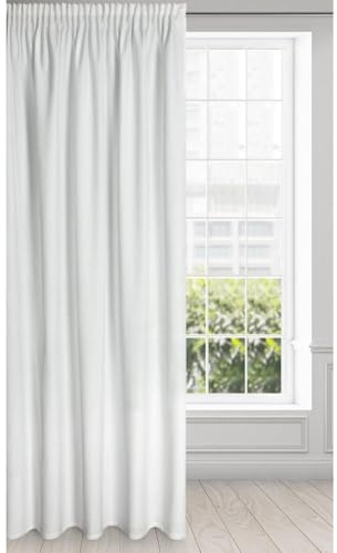 Eurofirany Melanie Vorhang Samt Velvet Kräuselband -1 STK. Weich Edel Gardine 200g/m² Elegant Glatt Einfarbig Flauschig Modern Klassisch Wohnzimmer Schlafzimmer, 140x270 cm, Weiß