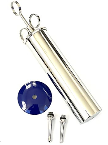 CynaMed -Premium Ear Wax Removal Syringe 8 OZ,6 OZ,4OZ,3 OZ - Brass with Chrome Finish Ideal for Household, EMT, Firefighter, Police, Medical Student, School and Hobby (8 OZ)