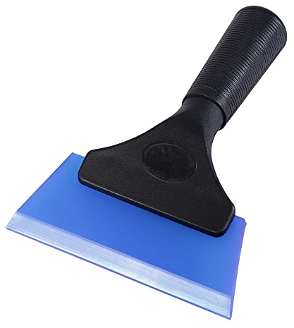 FOSHIO Small Squeegee with 5 Inch Dark Blue Rubber Blade Mini Wiper Window Tinting Tools for Mirror Glass Window Cleaner with Non-Slip Handle