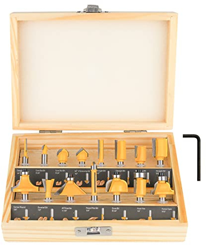 Router Bits Set 1/4 Inch Shank - BAIDETS 15 Pcs Tungsten Carbide Router Bits, Woodwork Tools