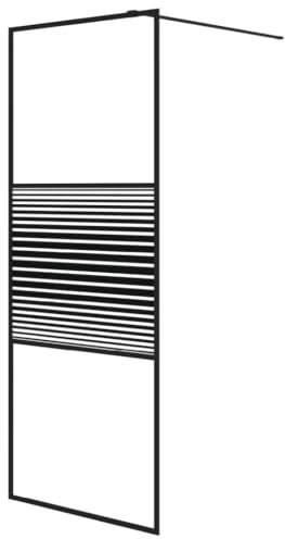vidaXL Paroi de Douche Ecran Cloison Cabine de Douche Salle de Bain Intérieur Résistance aux Eclaboussures Noir 80x195 cm Verre ESG Transparent