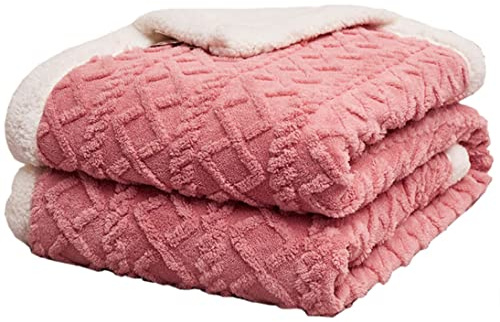 Hayisugal Flauschige Sherpa Kuscheldecke - hochwertige Schafdecke, super weiche Fleecedecke als Sofadecke, Tagesdecke oder Wohndecke Couchdecke Sofa überwurfdecke, Rosa, 150 x 200cm
