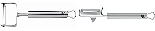 WMF Profi Plus Sparschäler 17 cm, Gemüseschäler rostfrei, Cromargan Edelstahl teilmattiert & Profi Plus Kartoffelschäler Pendelklinge 19 cm, Pendelschäler einschneidig, Gemüseschäler