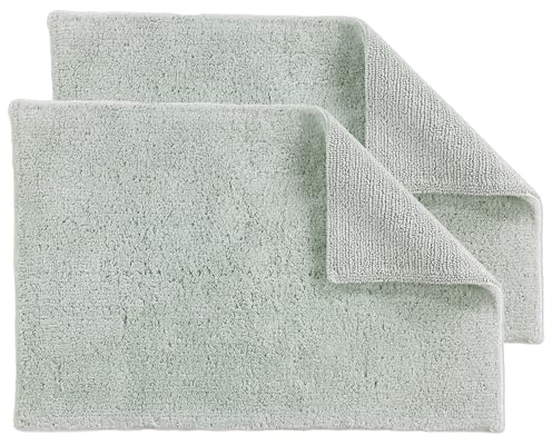 Schöner Wohnen Kollektion Badteppich einfarbig Mint - 2er Set 40 x 60 cm – waschbare Badematte rutschfest Badezimmer - 100% Baumwolle – Duschvorleger Trockner geeignet