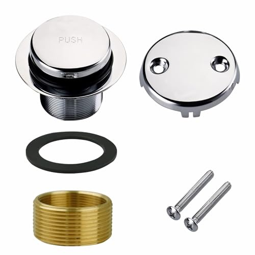 Welsan Badewannen-Ablauf-Set mit zwei Löchern, verchromt, für Wannen, Ablaufgarnitur, Umbausatz, Grobgewinde, Ersatz-Verkleidungsset mit 2-Loch-Überlauf-Blende inklusive Adapter, verchromt