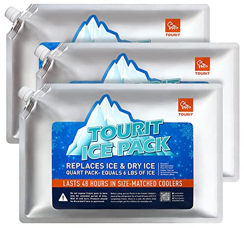 TOURIT Reusable Ice Packs for Coolers, Long Lasting, Cooler Ice Packs for Cooler Bag, Lunch Bags/Box, Cooler Backpacks, Knee Injuries, Back Pain Relief 3 Sets