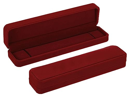 PATIKIL Velvet Necklace Box, 2 Pack Single Slot Long Chain Box Vintage Jewelry Holder for Wedding Engagement Proposal Ceremony Anniversary Style 2, Red