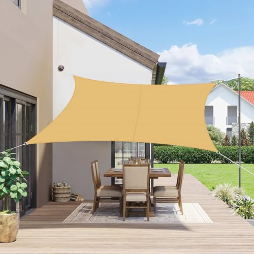SUNNY GUARD Sonnensegel Wasserdicht 3x4m Rechteckig Sonnenschutz Wetterschutz Segel Baldachin UV Schutz für Balkon Terrasse Garten, Dunkler Sand