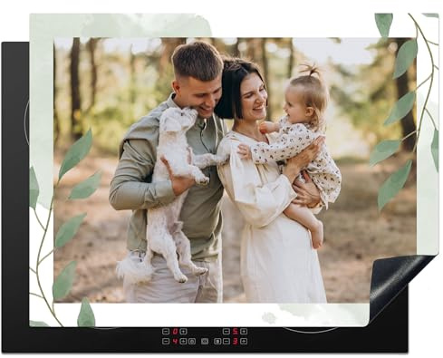 KitchenYeah© Herdabdeckplatte Personalisiert Einteilig Küche Kochfeld | 52L x 78B cm - Abdeckung Ceranfeld Herdplattenabdeckung Aufrollbare Matte dein Foto - Bild - Blätter - Grün
