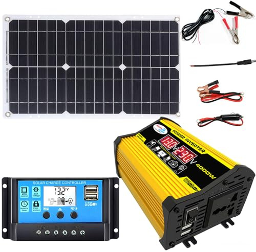 Kit de panneau solaire 3000 W avec batterie et onduleur, contrôleur de charge 18 W, 12 V, kit complet pour voyages en camping en plein air (B)