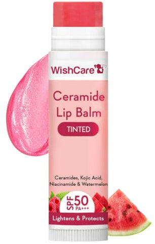 WishCare Tinted Ceramide Lip Balm with SPF50 PA+++ - Kojic Acid & Niacinamide - For Lip Lightening & Protection 5gm