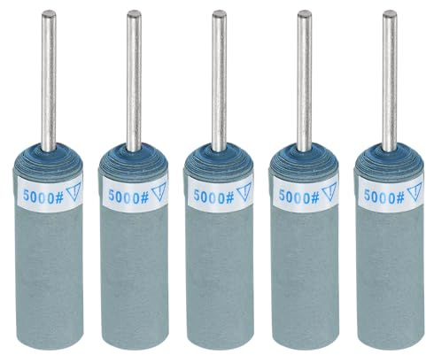QUARKZMAN 5Pcs Rouleaux de Papier Abrasif Grain 5000, Tige de 2,35 mm, Manchons de Tambour de Ponçage, Tête de Meulage Cylindrique Pour Travail Du Bois Verre Polissage Des Métaux