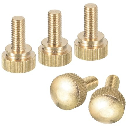 sourcing map Rändelschrauben, M6 x 12 mm, 5 Stück Messing-Rändelschrauben mit Schultergriffknöpfen, Messington