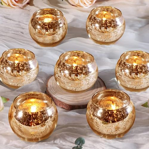 Silber Votivkerzenhalter, Quecksilberglas, Teelichthalter, 12er-Set, Teelichthalter aus Glas für Hochzeit, Party, Heimdekoration