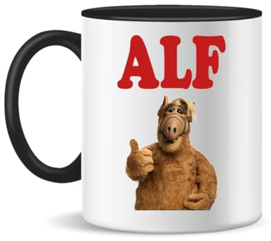 Alf Portrait Tv Show Design Tasse à Thé et Café en Céramique, 300ml, Blanc Magique, Rose, Noir 330ml