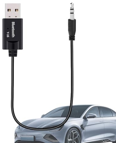 Qurygin Câble Adaptateur USB Prise Audio | Récepteur BT4.2, Prise Audio auxiliaire mâle 3,5 mm USB – Hi-FI Musique, Audio stéréo de Voiture, câble USB pour Haut-parleurs stéréo de Voiture