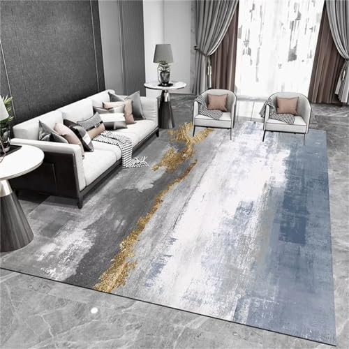 RUGMRZ Teppich Outdoor 200x300CM vorraum Teppich Teppich tür Blau Grauer, maschinenwaschbarer Teppich mit abstraktem, minimalistischem Design