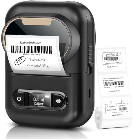 FIYAPOO Etichettatrice Bluetooth,Portatile Stampante Etichette Adesive Termica,Etichettatrice Etichette Adesive per Piccole Imprese,Codici A Barre,Cucina,negozi,Compatibile con Android iOS