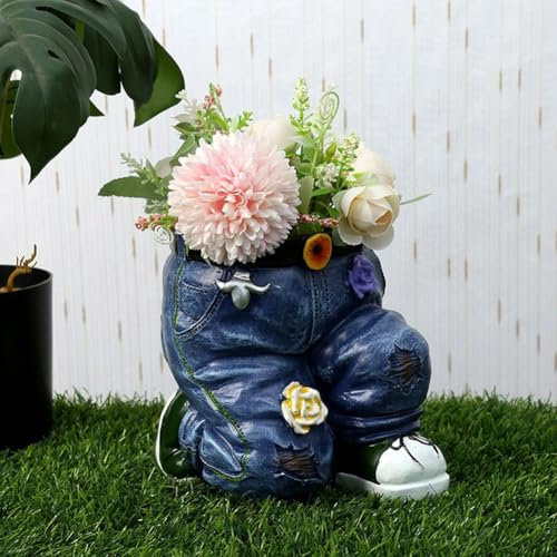 Garden Jeans Flower Pot Ornaments, Resin Jeans Trousers Ornaments, Hand-Carved Ornaments, For Indoor Outdoor Gardening Decoration(#1)