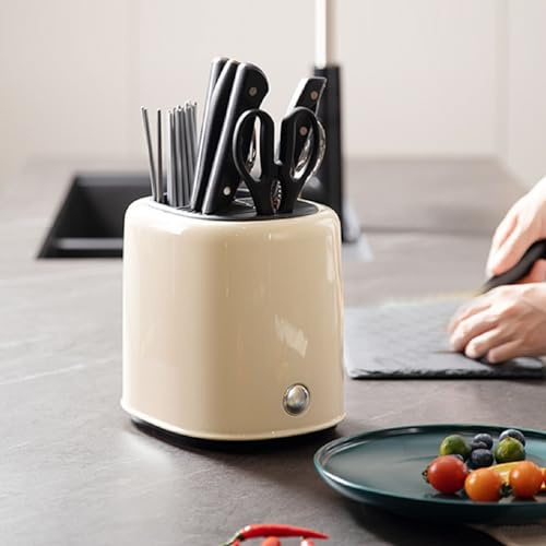Tangxi Estante de Secado para Cubiertos, Escurridor de Utensilios de Cocina Duradero, Organizador Multifuncional, Lujo Ligero para Palillos (Beige)