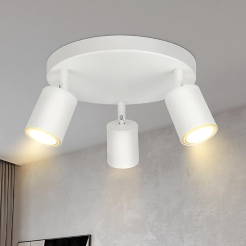 Lichtmaler LED Deckenstrahler 3 Flammig Deckelampe Deckeleuchte Weiß GU10 | Deckenspots Schwenkbar 350° Spotlight Modern Spots für Flur Wohnzimmer Schlafzimmer, Ohne Leuchtmittel