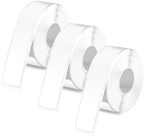 3 Rollen Etikettenbänder für Phomemo D30, 15mmx6m Lange Thermopapieraufkleber Selbstklebend Etikettendrucker-Bandrolle Etikettendruckpapier für Büro Zuhause Küche (Weiß)