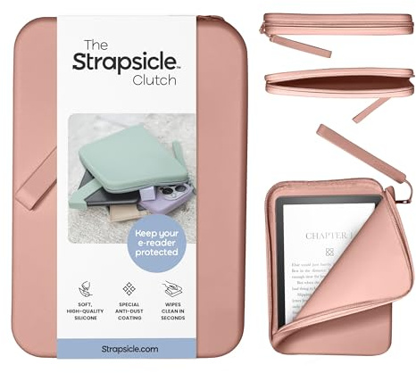 Strapsicle Pochette in silicone per Kindle ed e-reader, borsa multiuso per telefono, portafoglio e chiavi, adatta per Kindle da 6, Kobos, Nook, 6.8, Paperwhite, iPad Mini 6, rivestimento