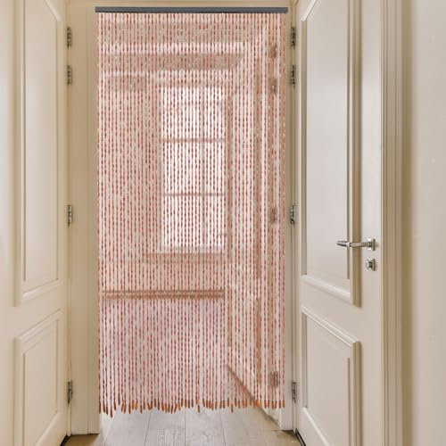 Sindipanda Tenda per porta in bambù e legno, 200 x 90 cm, stile vintage, con apertura della porta, in legno di bambù, per porte di casa, finestre, balcone, terrazza, caffè