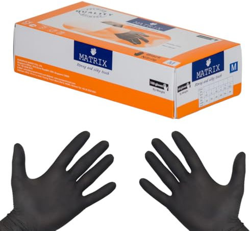 daybays 1000 Stück Einmal Einweg Nitrilhandschuhe M Schwarz Einweghandschuhe Einmalhandschuhe Nitril Sterile Handschuhe Black Disposable Gloves Latexfrei Puderfrei (M, 1000 Stück)