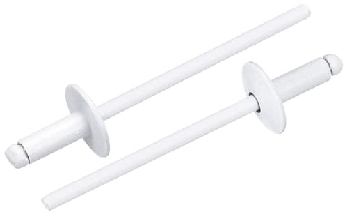 sourcing map 50 rivetti ciechi con testa flangiata larga da 1/8 x 5/16, rivetti ciechi in acciaio al carbonio zincato, impugnatura e tappo mandrino, bianco