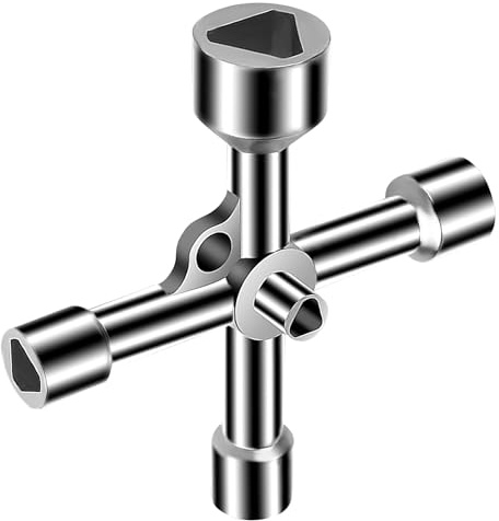 Simsky Clé Universelle pour Armoire Technique, Clé Croisée Multifonction à 4 Voies, 5 Tailles Diamètre Intérieur 7 mm/10 mm/12 mm/13 mm/18 mm
