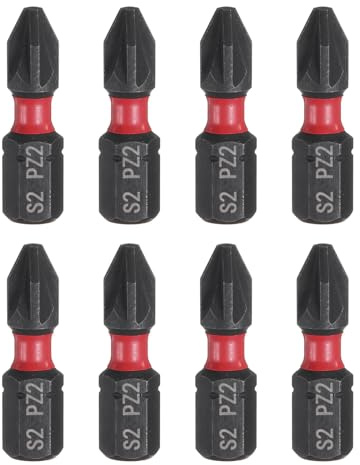 QUARKZMAN PZ2 Inserti per Avvitatore 1/4 Gambo Esagonale 25mm/1 L 8Pz | Punte per Cacciavite Magnetico Esagonali con Taglio a Croce, Acciaio S2, per Trapano Elettrico Qualità